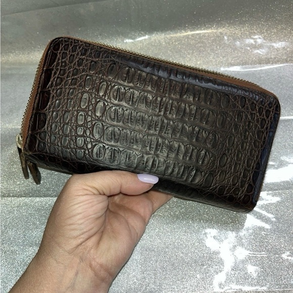 Godane Genuine Crocodile Embossed Leather Long Zippy Wallet. Vtg Exotic Japan! - Picture 3 of 14
